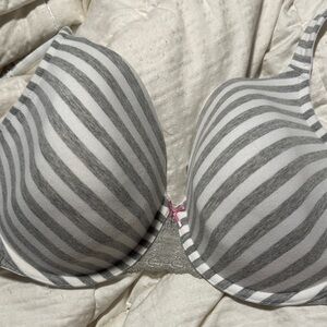 Cacique Gray and White Striped Bra‎